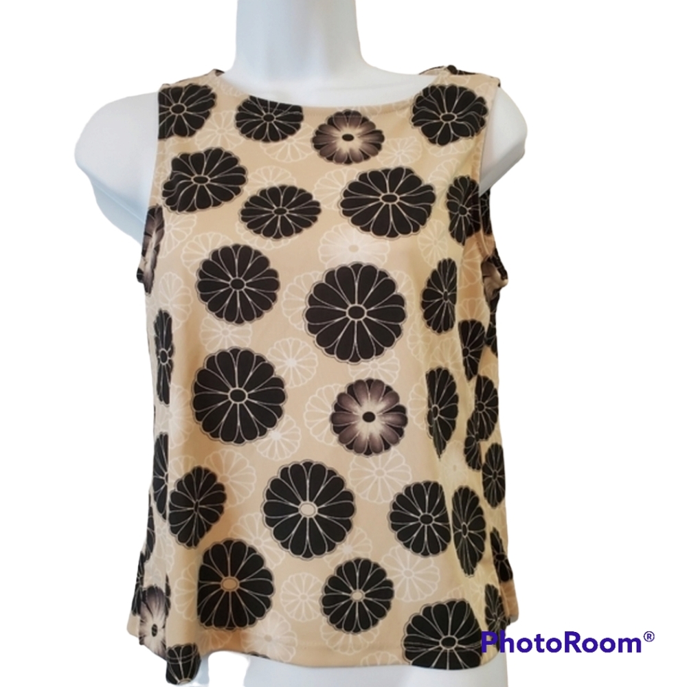 Black and Tan Print Top size small - Picture 1 of 6